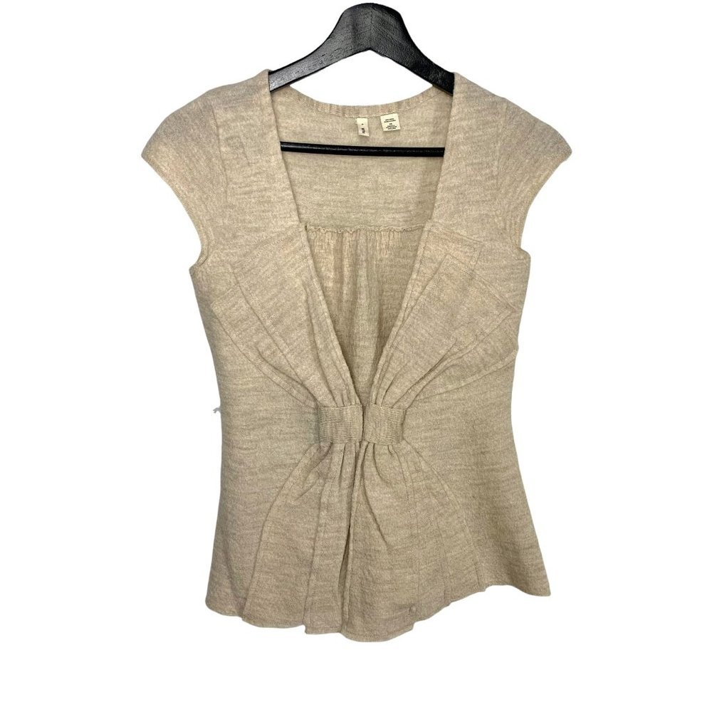 Moth Wool Cream Short Sleeve Cardigan XS